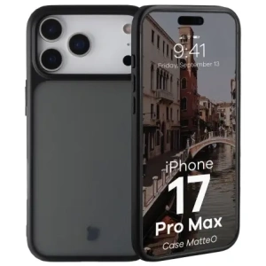 Etui Bizon Case Angelo do Apple iPhone 17 Pro Max przydymione z czarną ramką