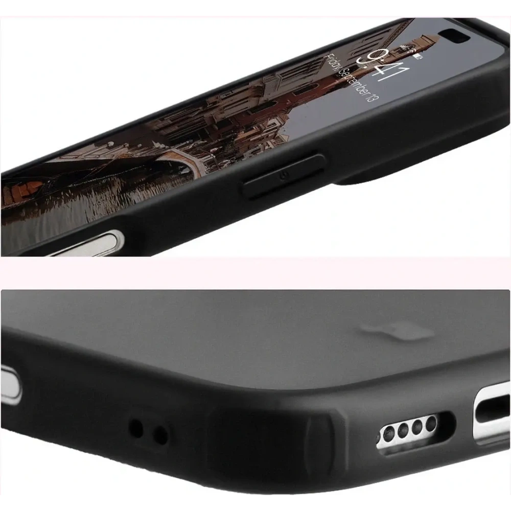 Etui Bizon Case Angelo do Apple iPhone 17 Pro przydymione z czarną ramką