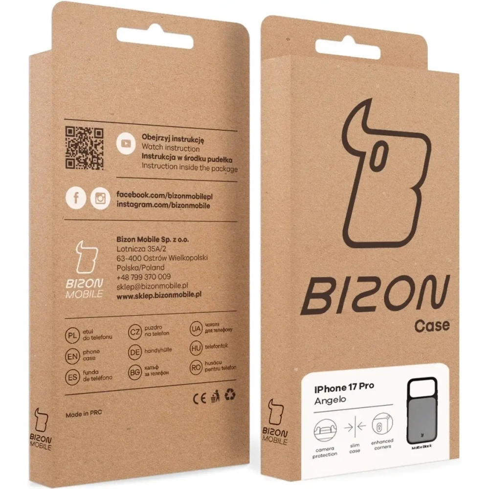 Etui Bizon Case Angelo do Apple iPhone 17 Pro przydymione z czarną ramką
