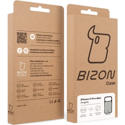 Etui Bizon Case Angelo do Apple iPhone 17 Pro Max przydymione z czarną ramką