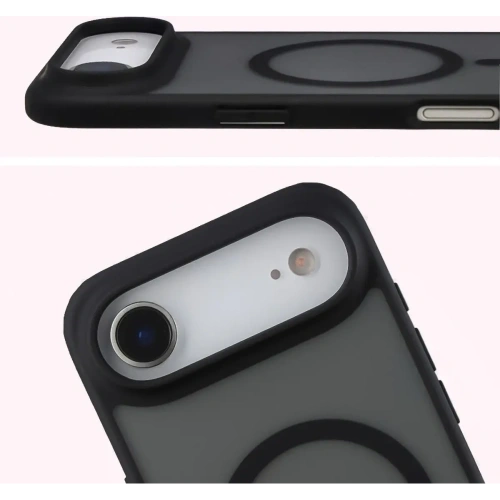 Etui z pierścieniem magnetycznym Bizon Case MatteO do Apple iPhone 17 Air przydymione-czarne