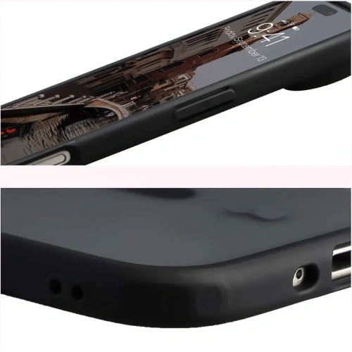 Etui z pierścieniem magnetycznym Bizon Case MatteO do Apple iPhone 17 Air przydymione-czarne