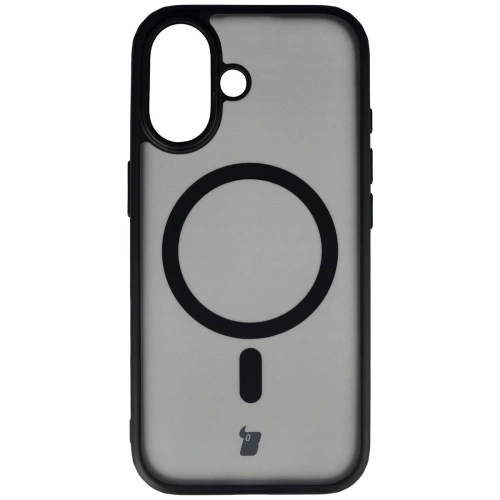 Etui z pierścieniem magnetycznym Bizon Case MatteO do Apple iPhone 17 przydymione-czarne