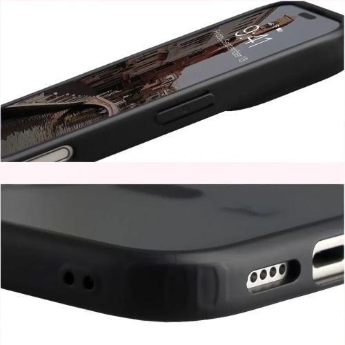 Etui z pierścieniem magnetycznym Bizon Case MatteO do Apple iPhone 17 przydymione-czarne