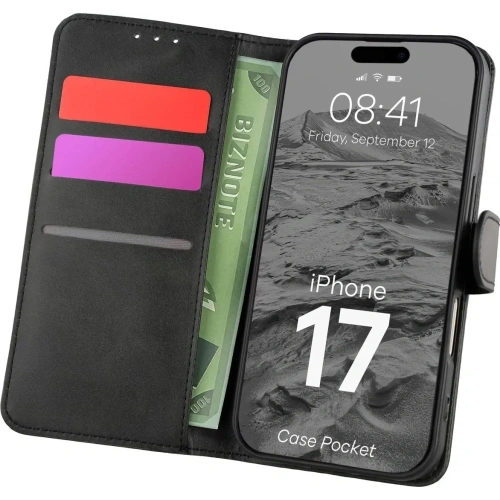 Etui z klapką Bizon Case Pocket do Apple iPhone 17 czarne