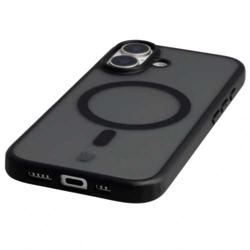 Etui z pierścieniem magnetycznym Bizon Case MatteO do Apple iPhone 17 przydymione-czarne