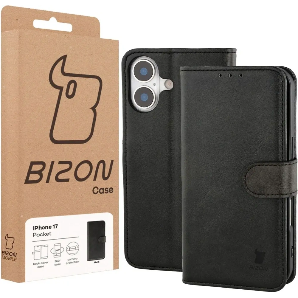 Etui z klapką Bizon Case Pocket do Apple iPhone 17 czarne