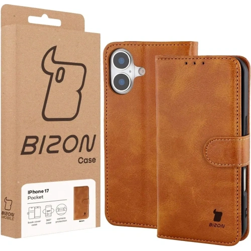 Etui z klapką Bizon Case Pocket do Apple iPhone 17 brązowe