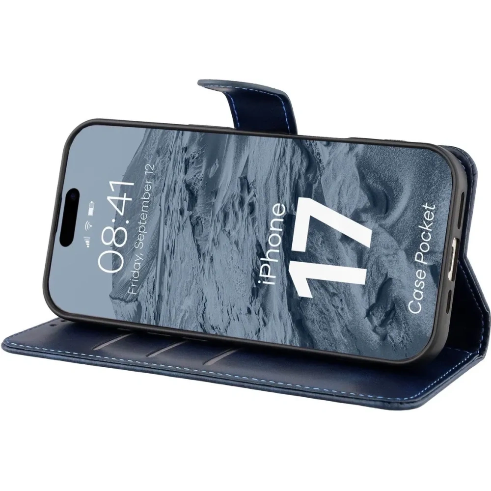 Etui z klapką Bizon Case Pocket do Apple iPhone 17 granatowe