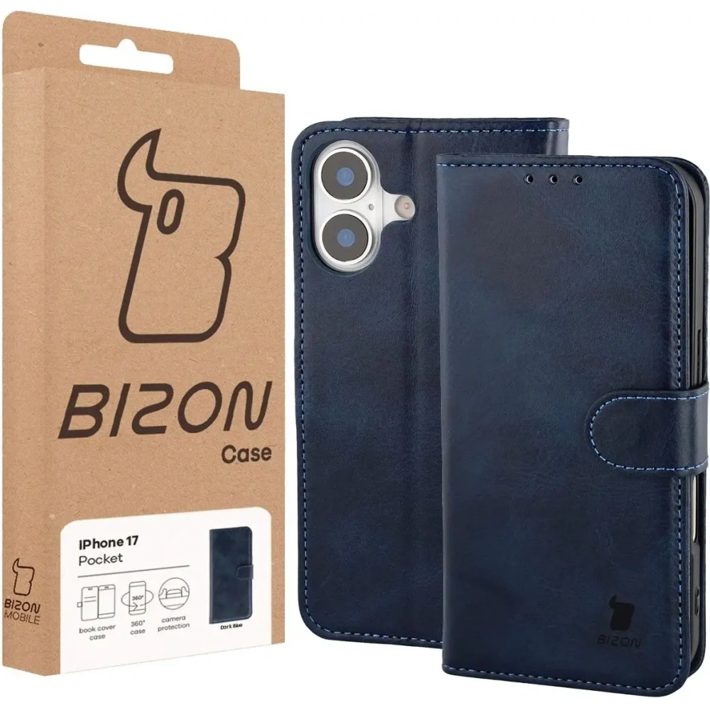 Etui z klapką Bizon Case Pocket do Apple iPhone 17 granatowe
