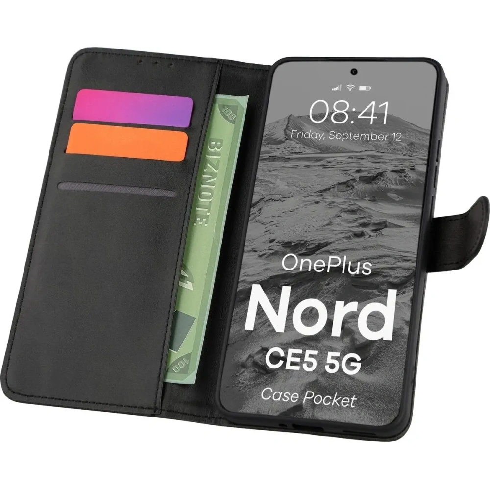 Etui z klapką Bizon Case Pocket do OnePlus Nord CE5 5G czarne