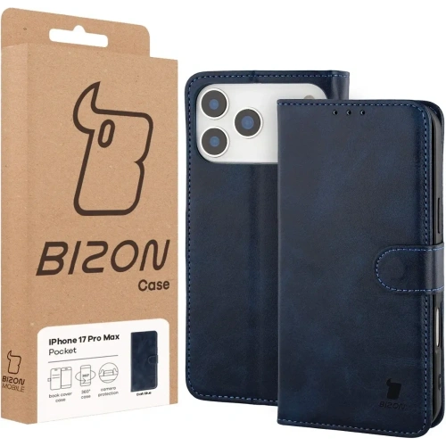 Etui z klapką Bizon Case Pocket do Apple iPhone 17 Pro Max granatowe