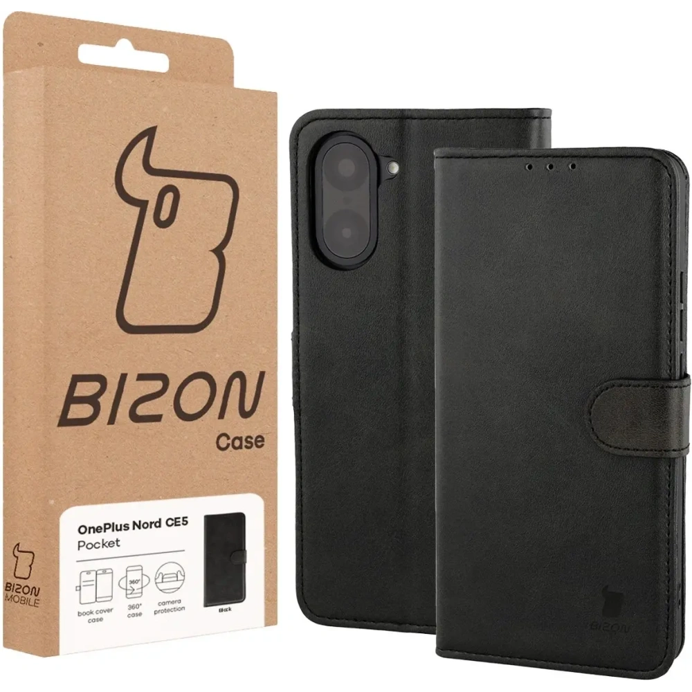 Etui z klapką Bizon Case Pocket do OnePlus Nord CE5 5G czarne
