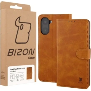 Etui z klapką Bizon Case Pocket do OnePlus Nord CE5 5G brązowe