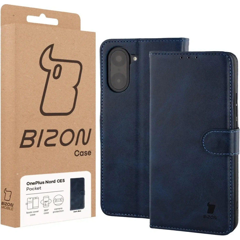 Etui z klapką Bizon Case Pocket do OnePlus Nord CE5 5G granatowe