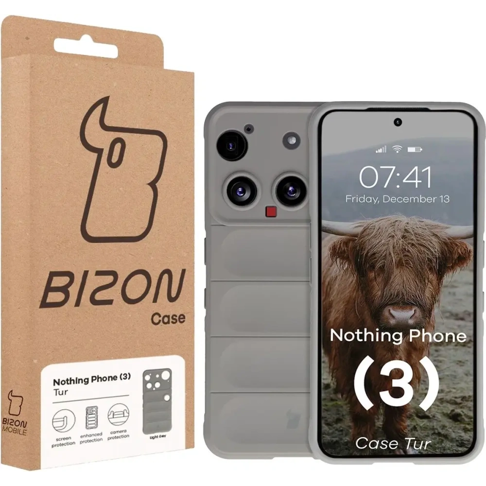 Pancerne etui Bizon Case Tur do Nothing Phone (3) jasnoszare