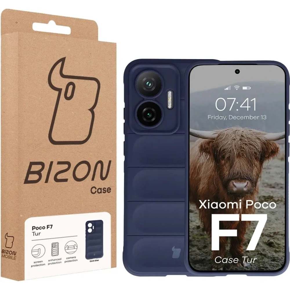Pancerne etui Bizon Case Tur do Xiaomi POCO F7 granatowe