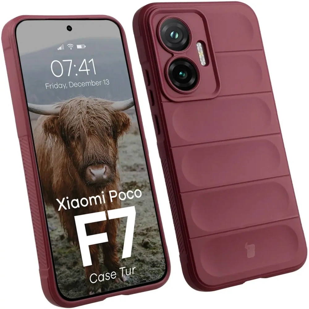 Pancerne etui Bizon Case Tur do Xiaomi POCO F7 burgundowe