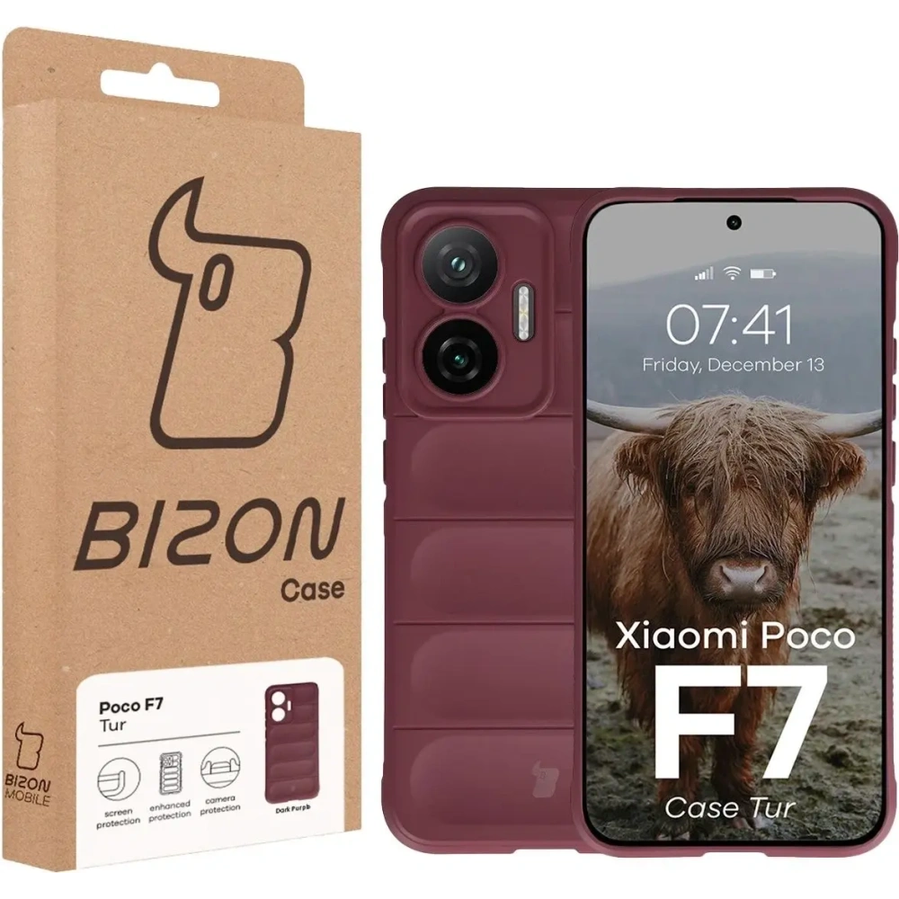 Pancerne etui Bizon Case Tur do Xiaomi POCO F7 burgundowe