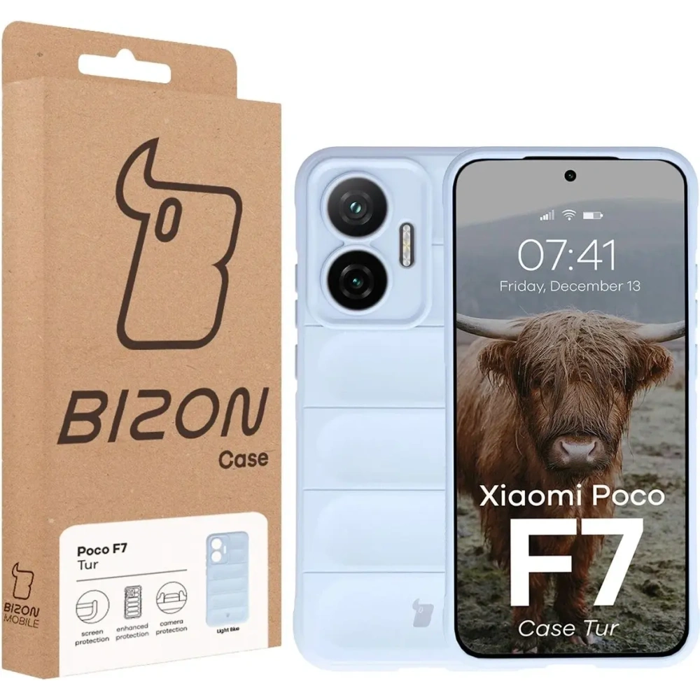 Pancerne etui Bizon Case Tur do Xiaomi POCO F7 jasnoniebieskie