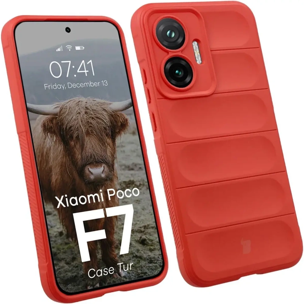 Pancerne etui Bizon Case Tur do Xiaomi POCO F7 czerwone