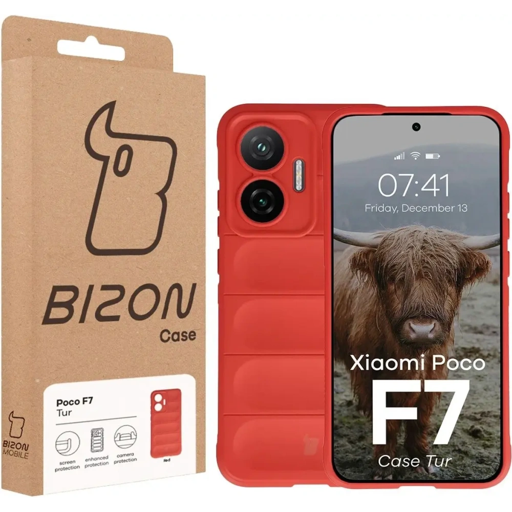 Pancerne etui Bizon Case Tur do Xiaomi POCO F7 czerwone