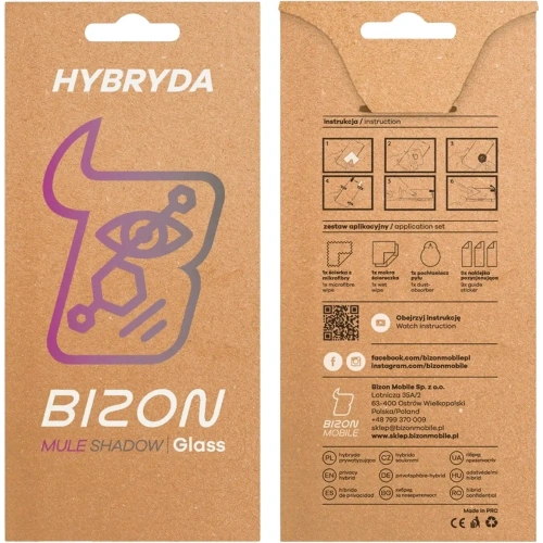 Prywatyzujące szkło hybrydowe Bizon Glass Mule Shadow do Apple iPhone 16 matowe