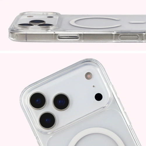 Etui z pierścieniem magnetycznym Bizon Case CrystalO Magnetic do Apple iPhone 17 Pro Max przezroczyste