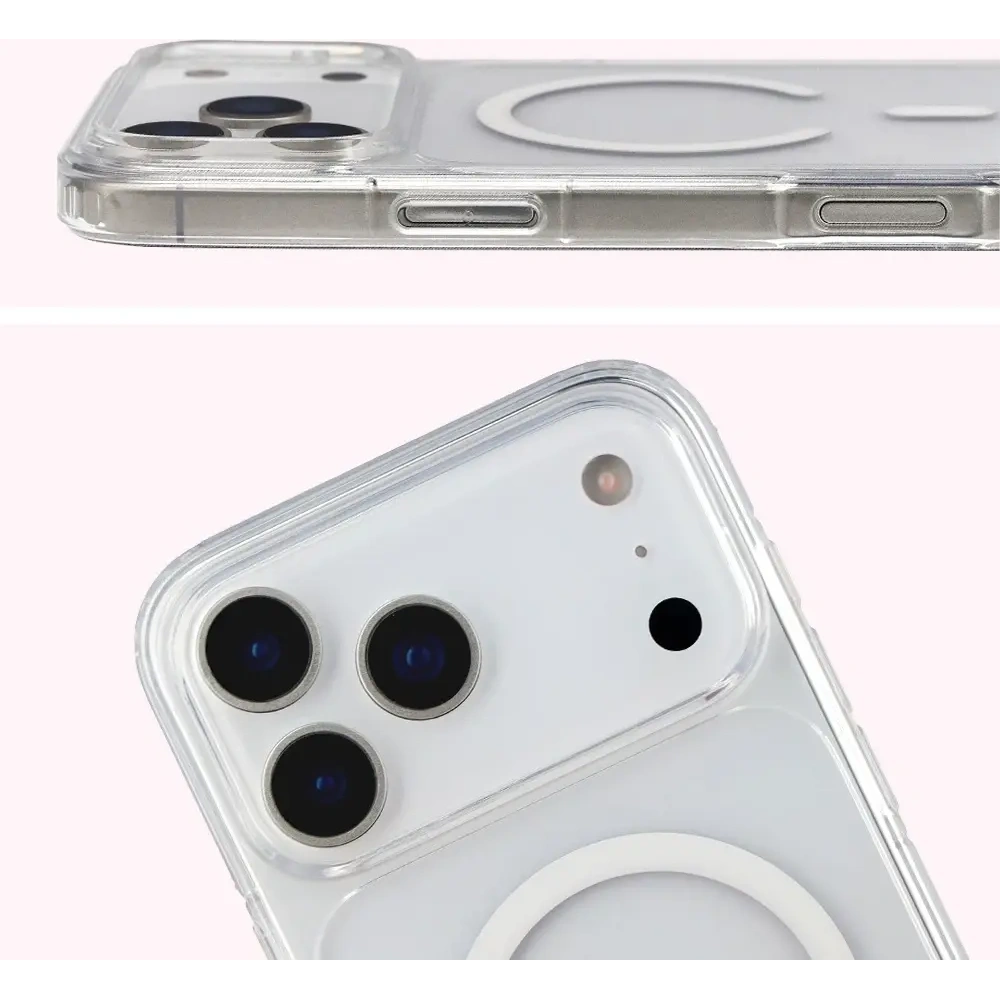 Etui z pierścieniem magnetycznym Bizon Case CrystalO Magnetic do Apple iPhone 17 Pro Max przezroczyste