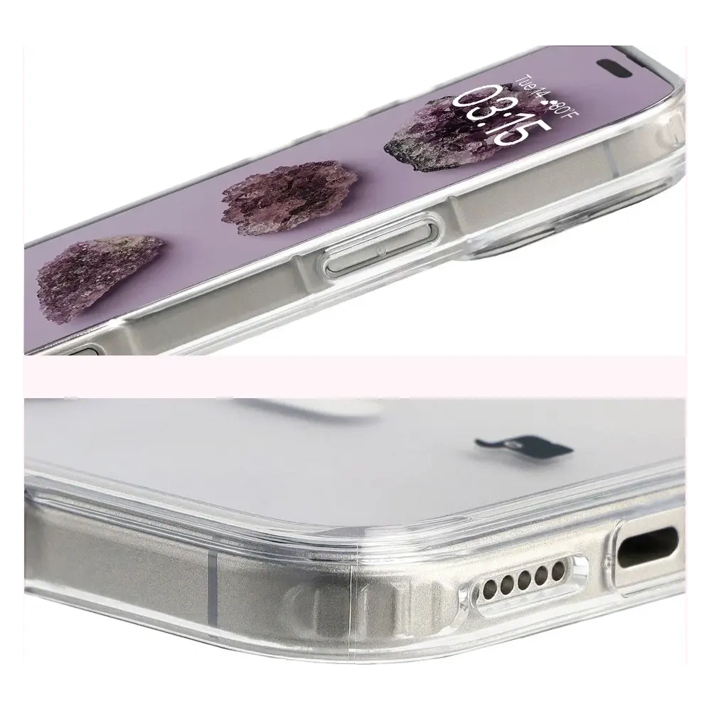 Etui z pierścieniem magnetycznym Bizon Case CrystalO Magnetic do Apple iPhone 17 Pro Max przezroczyste