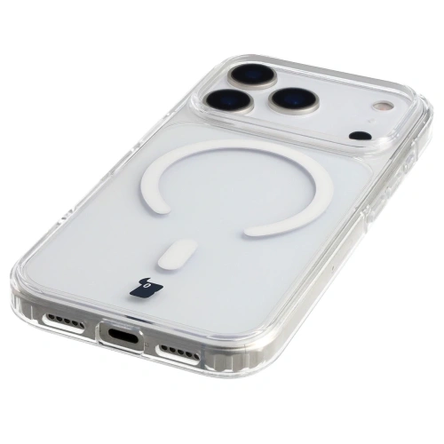 Etui z pierścieniem magnetycznym Bizon Case CrystalO Magnetic do Apple iPhone 17 Pro przezroczyste