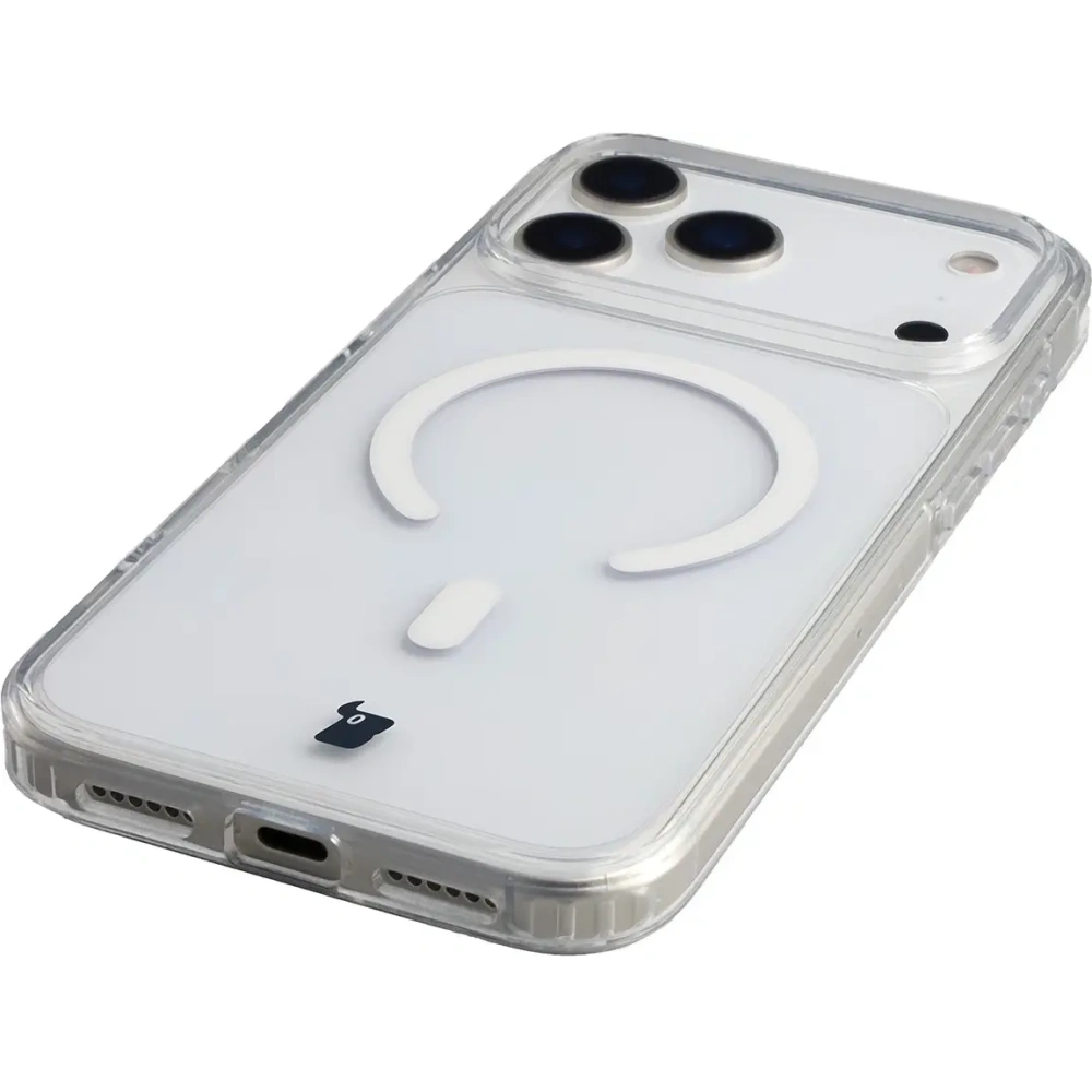 Etui z pierścieniem magnetycznym Bizon Case CrystalO Magnetic do Apple iPhone 17 Pro Max przezroczyste