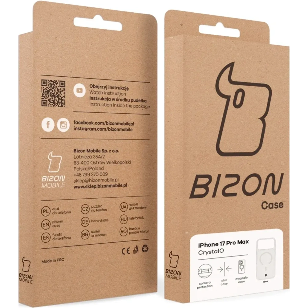 Etui z pierścieniem magnetycznym Bizon Case CrystalO Magnetic do Apple iPhone 17 Pro Max przezroczyste