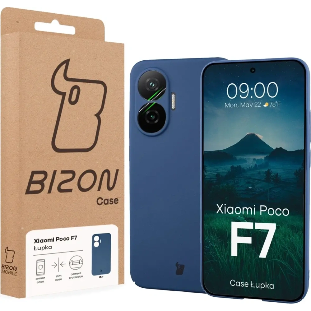 Etui Bizon Case Łupka do Xiaomi POCO F7 niebieskie