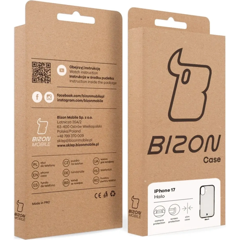 Etui Bizon Case Halo do Apple iPhone 17 przydymione-czarne