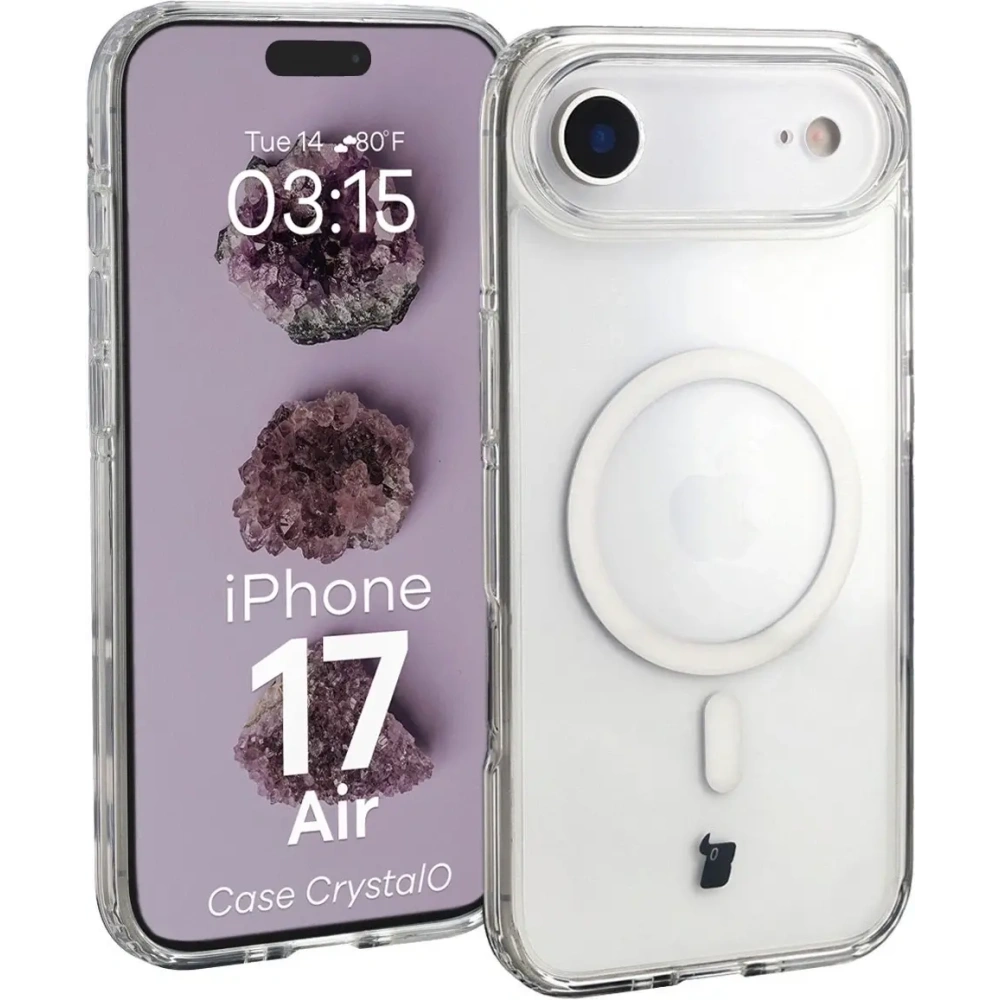 Etui z pierścieniem magnetycznym Bizon Case CrystalO Magnetic do Apple iPhone Air przezroczyste