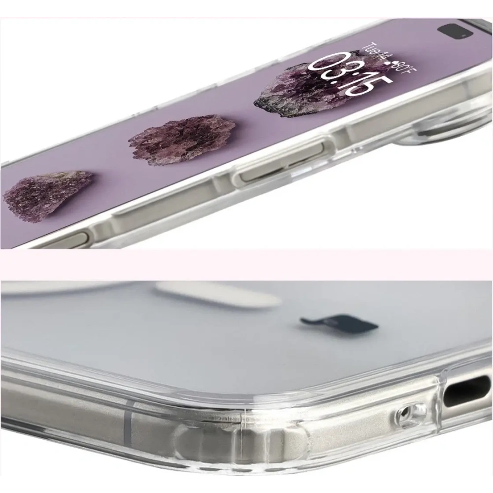 Etui z pierścieniem magnetycznym Bizon Case CrystalO Magnetic do Apple iPhone Air przezroczyste
