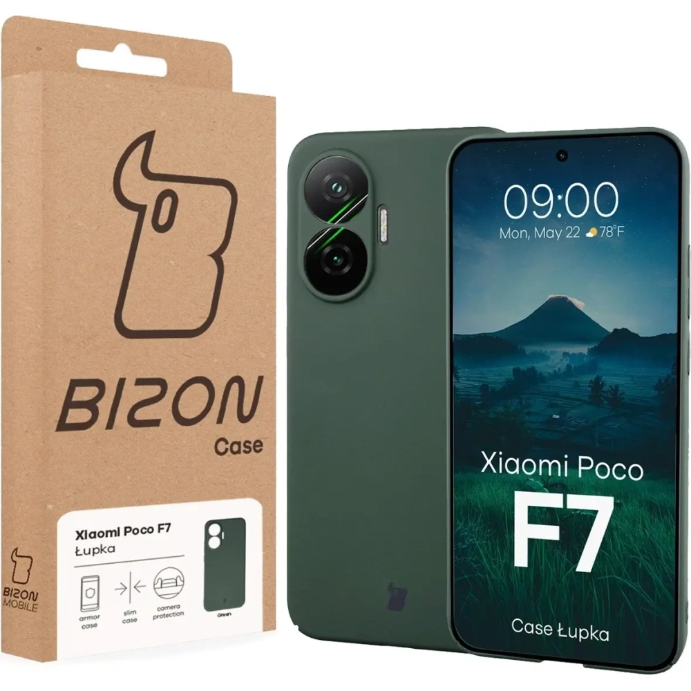 Etui Bizon Case Łupka do Xiaomi POCO F7 zielone