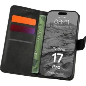 Etui z klapką Bizon Case Pocket do Apple iPhone 17 Pro czarne