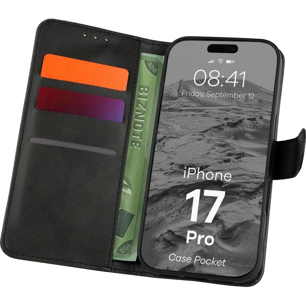 Etui z klapką Bizon Case Pocket do Apple iPhone 17 Pro czarne