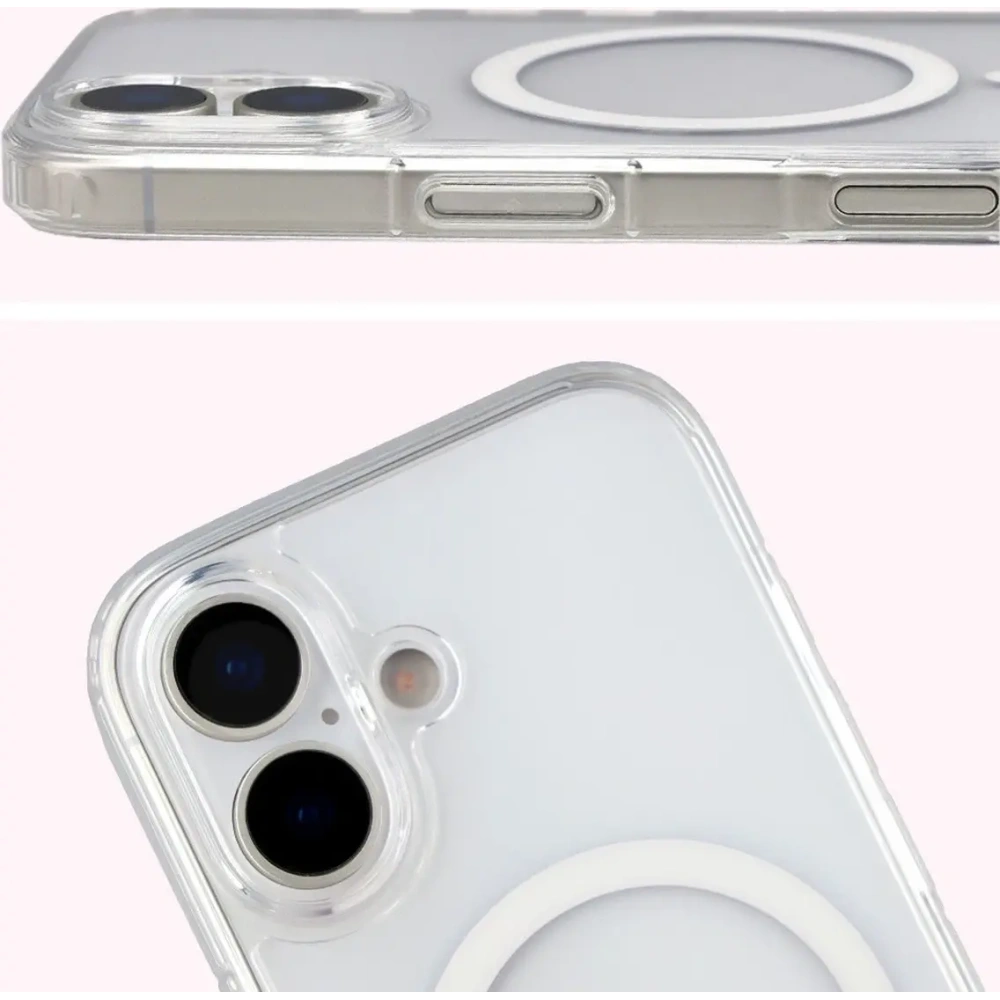 Etui z pierścieniem magnetycznym Bizon Case CrystalO Magnetic do Apple iPhone 17 przezroczyste