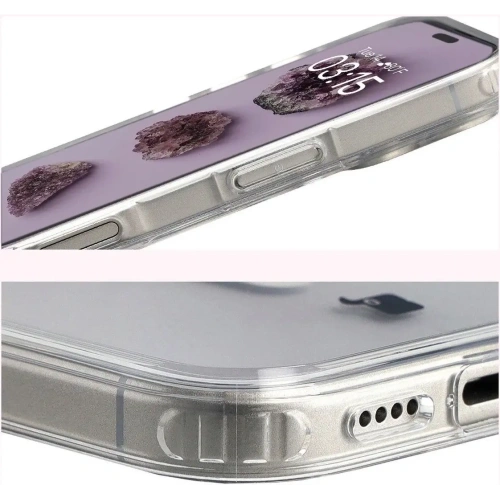 Etui z pierścieniem magnetycznym Bizon Case CrystalO Magnetic do Apple iPhone 17 przezroczyste