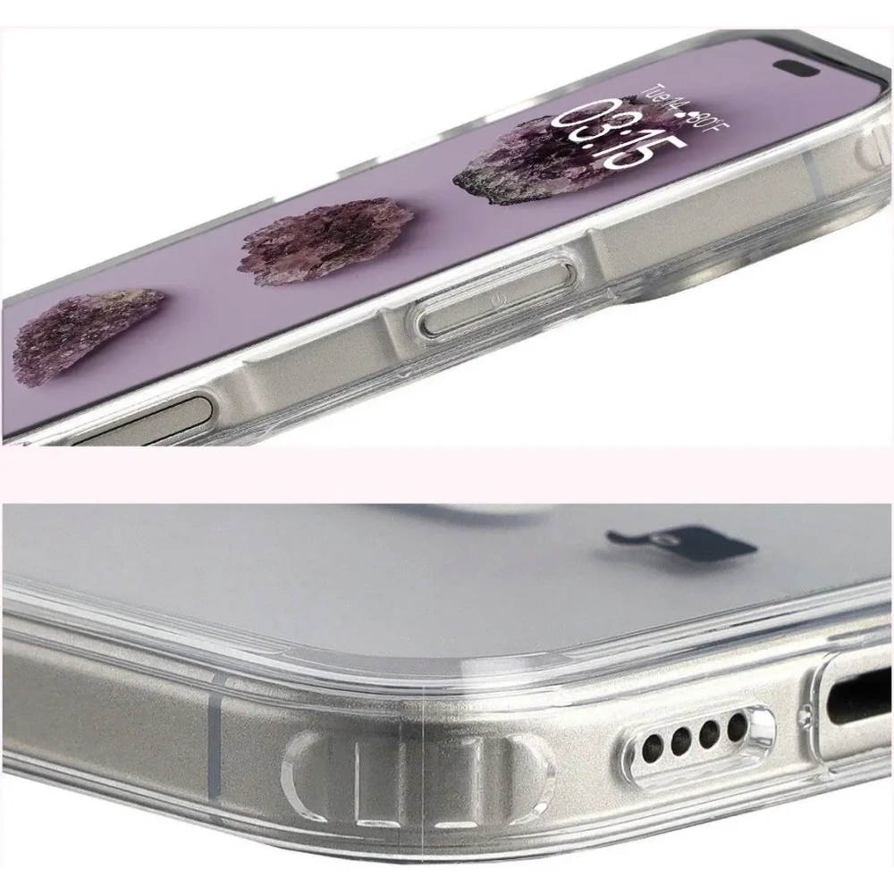 Etui z pierścieniem magnetycznym Bizon Case CrystalO Magnetic do Apple iPhone 17 przezroczyste
