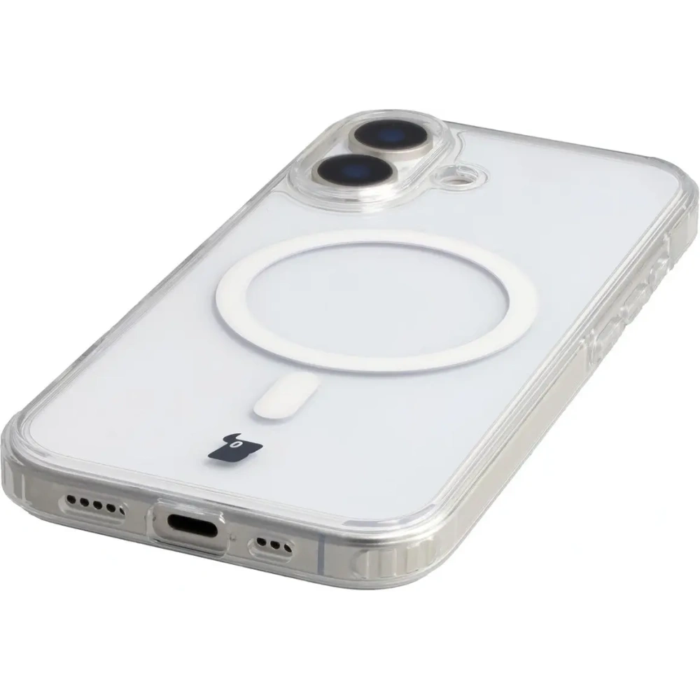 Etui z pierścieniem magnetycznym Bizon Case CrystalO Magnetic do Apple iPhone 17 przezroczyste