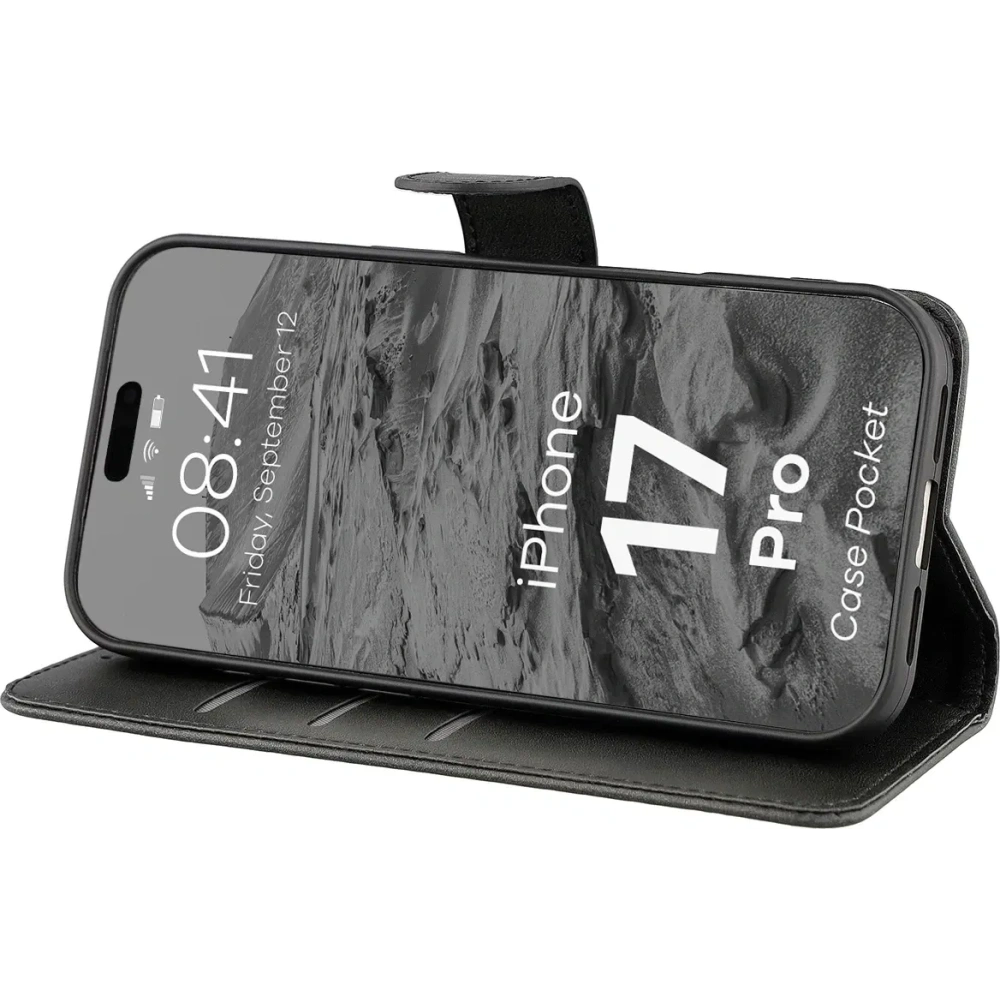 Etui z klapką Bizon Case Pocket do Apple iPhone 17 Pro czarne