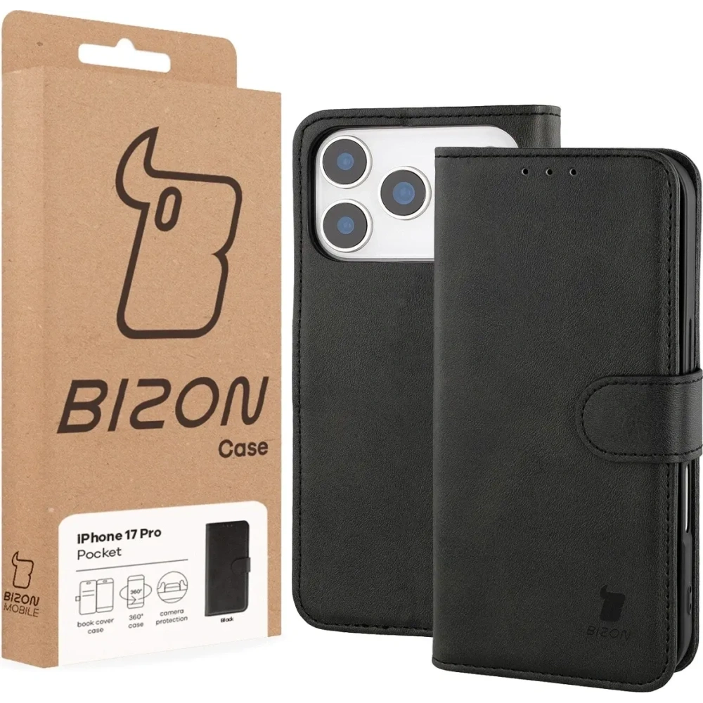 Etui z klapką Bizon Case Pocket do Apple iPhone 17 Pro czarne