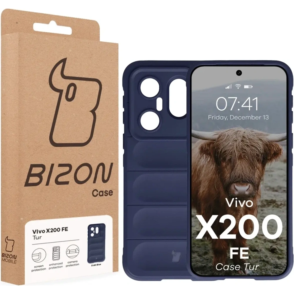 Pancerne etui Bizon Case Tur do Vivo X200 FE granatowe
