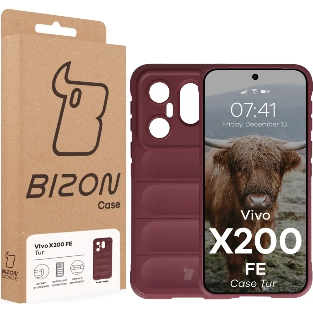 Pancerne etui Bizon Case Tur do Vivo X200 FE burgundowe