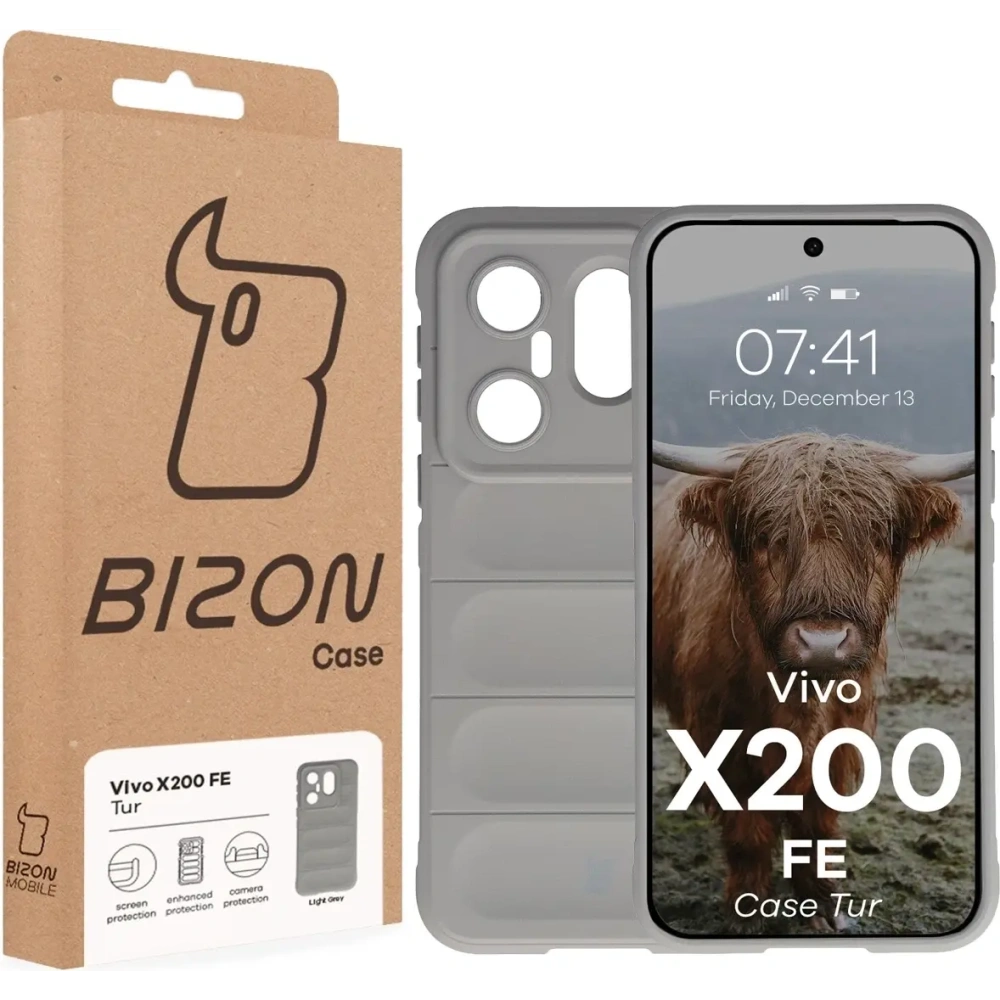 Pancerne etui Bizon Case Tur do Vivo X200 FE jasnoszare