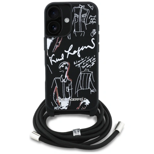 Etui Karl Lagerfeld Crossbody Grained Pattern & Logo do Apple iPhone 16 czarny